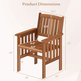 Tangkula Patio Chairs Set of 2/4 Outdoor Solid Wood Chairs with Slatted Seat and Inclined Backrest