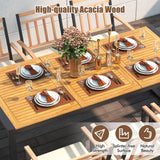 Tangkula 9 Pieces Patio Dining Set, Outdoor Acacia Wood Table and Chairs with Soft Cushions and 1.9” Umbrella Hole