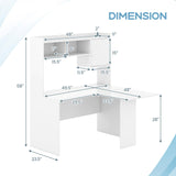 Tangkula L-Shaped Desk with Storage Hutch, Corner Computer Desk with Shelves & Cabinet, White