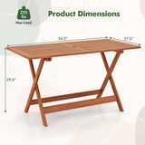 Tangkula Solid Wood Folding Bistro Table with Teak Painting