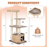 Tangkula 52 Inch Cattail Cat Tower with Sisal Scratching Posts