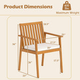 Tangkula Patio Dining Chairs w/Removable Padded Cushion