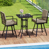 Tangkula 3 Pieces Patio Swivel Bar Set