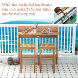 Tangkula Acacia Wood Balcony Table Set