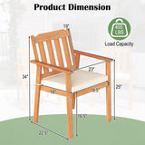 Tangkula Wooden Patio Chair Outdoor Dining Armchairs w/Soft Cushion & Breathable Backrest