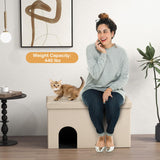 Tangkula Cat Litter Box Enclosure, Hidden Litter Box Furniture Ottoman with Urine Proof Litter Mat