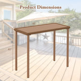 Tangkula Patio Bar Table, Heavy Duty Rectangle Metal Frame 48 Inches Outdoor Counter Height Table