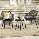 Tangkula 3 Piece Patio Bistro Set, All Weather Heavy Duty Table and Chairs Set of 2 with Widen Seats