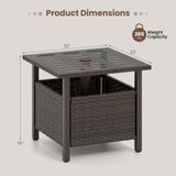 Tangkula Outdoor Side Table with 1.93" Umbrella Hole