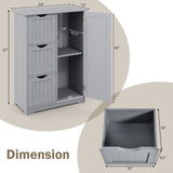 Tangkula Bathroom Floor Cabinet, Freestanding Side Storage Cabinet w/ 3 Drawers & 1 Cupboard