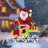 Tangkula Lighted Santa on Train Christmas Decoration with LED Lights
