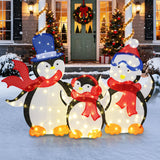 Tangkula 3-Piece Christmas Lighted Penguin Family Set Decoration