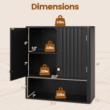 Tangkula Fluted Bathroom Wall Cabinet Modern Double Door Medicine Cabinet