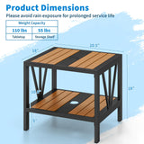 Tangkula Outdoor Side Table with 1.57” Umbrella Hole