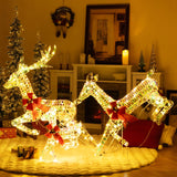 Tangkula 3-Piece Outdoor Christmas Lighted Reindeer Family Set, Light up Xmas Deer Decorations ( 3.4 FT+3.1 FT+1.6 FT )