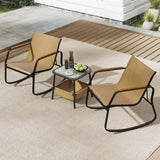 Tangkula 3 Piece Rocking Bistro Set Outdoor with Storage Basket