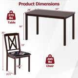 Tangkula 47" Dining Table Set for 4 Mid-Century Modern Dining Table and Chairs Set for Kitchen