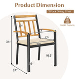 Tangkula Patio Dining Chairs Set of 2/4, Metal Outdoor Chairs, Support 400 LBS, Parallel back