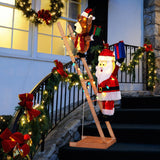 Tangkula 5.5 FT Lighted Reindeer & Santa Claus on Ladder
