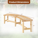 Tangkula Patio Curved Bench Solid Wood Fire Pit Bench
