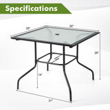 Tangkula 35 Inch Patio Bistro Table with 1.5” Umbrella Hole