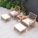 Tangkula 5 Piece Patio Wicker Sofa Set, Rattan Conversation Set with Back Cushions (Natural)