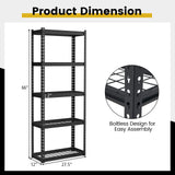 Tangkula 5-Tier Garage Storage Shelves, Heavy Duty Metal Storage Shelving Unit, 27.5" L x 12" W x 66" H