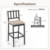 Tangkula Patio Bar Chairs, Heavy-Duty Metal Frame Bar Stools w/Backrest, Indoor Outdoor Barstools