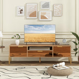 Tangkula Mirrored TV Stand for TV up to 65”, Modern TV Console Table w/Spacious Tabletop