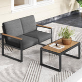Tangkula 2 Piece Patio Aluminum Furniture Set(Gray)