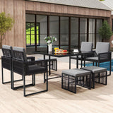Tangkula 9 Pieces Patio Dining Set with PE Rattan Chairs