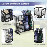 Tangkula Golf Bag Storage Rack for Garage, Golf Bags Stand with 3-Tire Storage Rack, Top Golf Basket