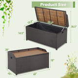 Tangkula 45 Gallon Outdoor Storage Bench, Mix Brown Rattan Storage Container with Zippered Liner