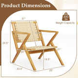 Tangkula Teak Wood Outdoor Dining Chair for Living Room