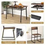 Tangkula 5 Piece Dining Table Set for 4, Kitchen Table and Chairs with 4 Trapezoid Chairs & Storage Rack