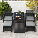 Tangkula 5 Pieces PE Wicker Patio Dining Set