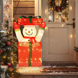 Tangkula Lighted Snowman in Gift Box Christmas Decoration