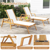 Tangkula Patio Chaise Lounge Chair, 5 Position Adjustable Acacia Wood Patio Lounger