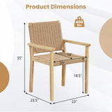 Tangkula Outdoor Chairs Set of 2/4, Patio Dining Chairs w/Paper Rope Woven Seat