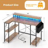 Tangkula L Shaped Gaming Desk with LED Lights & Power Outlets