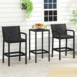 Tangkula 3 Pieces Patio Bar Set for Garden