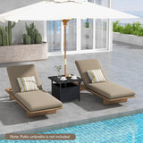 Tangkula Outdoor Table with Umbrella Hole, Rattan Umbrella Stand Table