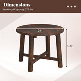 Tangkula Patio End Table with Solid Wood Structure