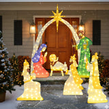 Tangkula 7 Pieces Large Christmas Lighted Nativity Scene Set