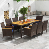 Tangkula 9 Pieces Patio PE Wicker Dining Set