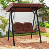 Tangkula 2 Person Porch Swing, Patio Swing with Adjustable Canopy