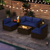 Tangkula 7 Pieces Patio Furniture Set with 32” Fire Pit Table and Propane Tank Cover