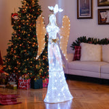 Tangkula 5.5 FT Christmas Lighted Angel 3D Pre-lit Halo Angel with Pigeon
