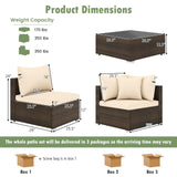 Tangkula 7 Pieces Patio Rattan Furniture Set, Patiojoy Outdoor Conversation Set with Cushions and Tempered Glass Coffee Table