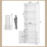 Tangkula Tall Bookcase with Doors, Farmhouse 71" H Freestanding Bookshelf with 6 Shelves & 2-Door Cabinet